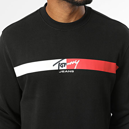 Tommy Jeans - Sweat Crewneck Regular Fit Sign Stripe 3019 Noir