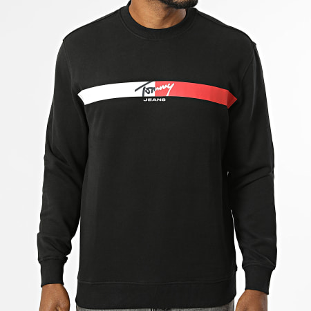 Tommy Jeans - Sweat Crewneck Regular Fit Sign Stripe 3019 Noir