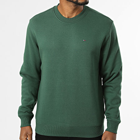 Tommy Jeans - Sweat Crewneck Flag 0741 Vert Foncé