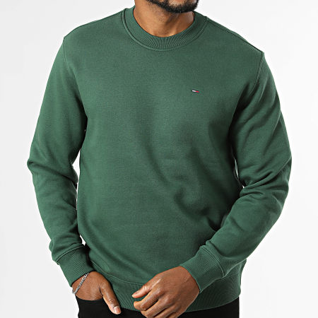 Tommy Jeans - Sweat Crewneck Flag 0741 Vert Foncé