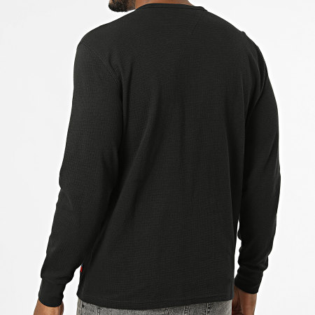 Tommy Jeans - Tee Shirt Manches Longues Regular Fit Waffle Henley 2525 Noir