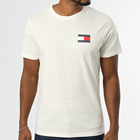 Tommy Jeans - Tee Shirt Slim Essential Flag 0740 Beige Clair