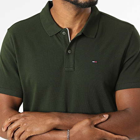 Tommy Jeans - Polo Manches Courtes Slim Placket 0676 Vert Kaki