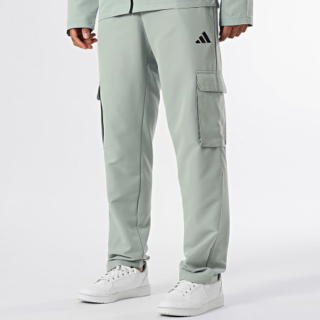 Adidas Sportswear - Ensemble Veste Zippée Et Pantalon Jogging Cargo Woven Cargo KE5889 Bleu Vert Clair