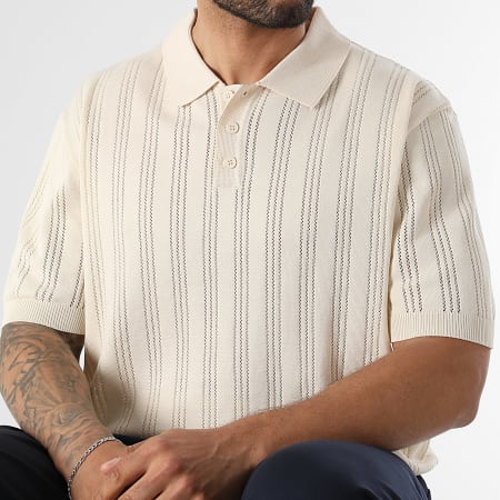 LBO - Polo Manches Courtes Maille Crochet 2302 Beige
