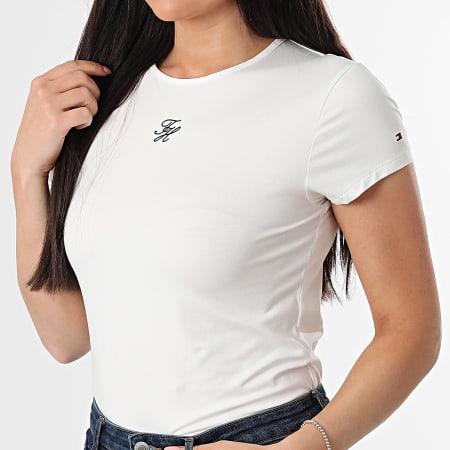 Tommy Hilfiger - Tee Shirt Femme Slim Script 8710 Beige Clair