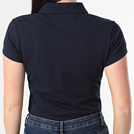Tommy Hilfiger - Polo Manches Courtes Slim Femme Script 9259 Bleu Marine
