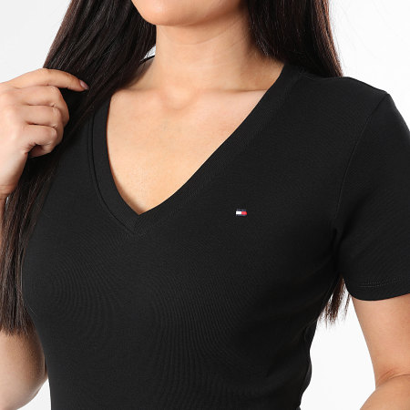 Tommy Hilfiger - Camiseta Cuello V Slim Mujer Cody 0584 Negro