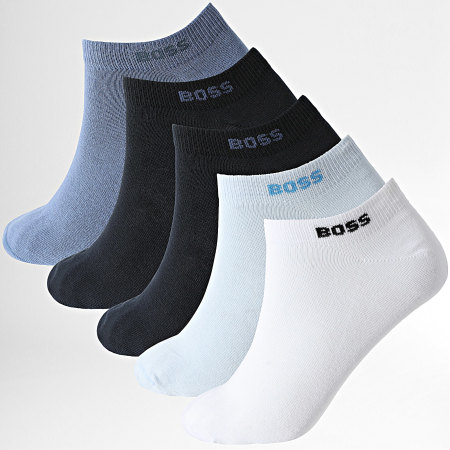 BOSS - Lot De 5 Paires De Chaussettes Uni 50493197 Bleu Marine Bleu Clair Blanc Bleu
