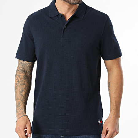Tommy Jeans - Polo Manches Courtes Regular Fit Waffle 2703 Bleu Marine