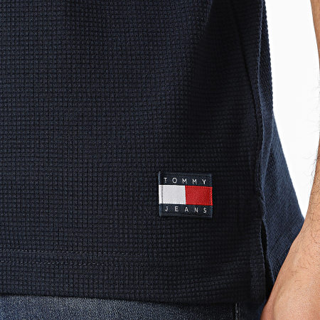 Tommy Jeans - Polo Manches Courtes Regular Fit Waffle 2703 Bleu Marine