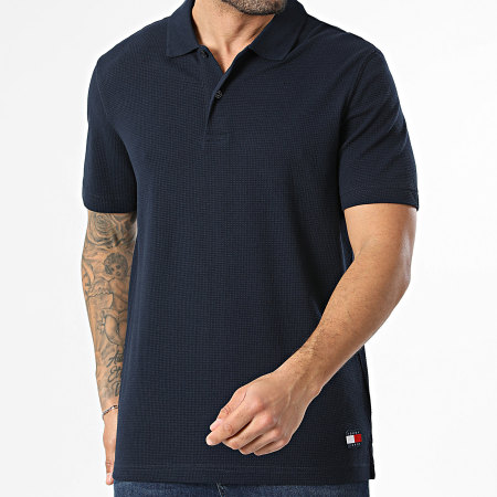 Tommy Jeans - Polo Manches Courtes Regular Fit Waffle 2703 Bleu Marine
