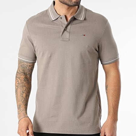 Tommy Jeans - Polo Manches Courtes Regular Fit Tipped 2700 Taupe