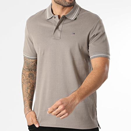 Tommy Jeans - Polo Manches Courtes Regular Fit Tipped 2700 Taupe