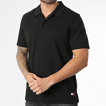 Tommy Jeans - Polo Manches Courtes Regular Fit Waffle 2703 Noir