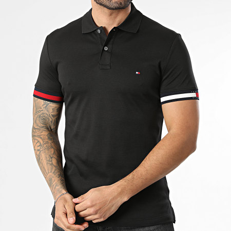 Tommy Hilfiger - Polo Manches Courtes Slim Rwb Cuff Liquid Cotton 2743 Noir