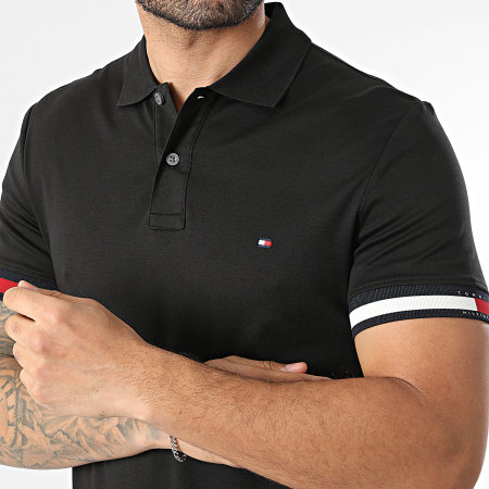 Tommy Hilfiger - Polo Manches Courtes Slim Rwb Cuff Liquid Cotton 2743 Noir