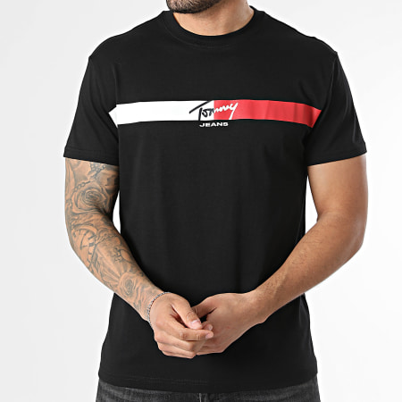Tommy Jeans - Tee Shirt Regular Fit Signature Stripe 2539 Noir