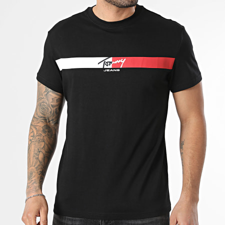 Tommy Jeans - Tee Shirt Regular Fit Signature Stripe 2539 Noir