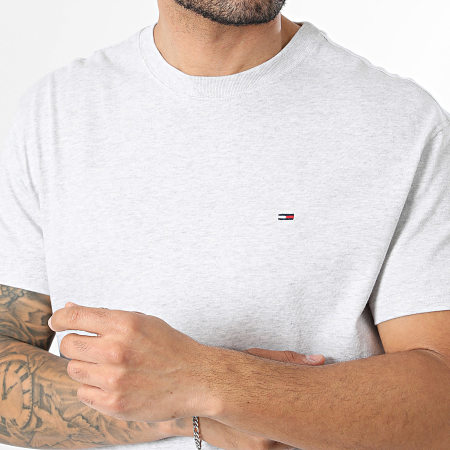 Tommy Jeans - Tee Shirt Regular Fit Small Flag 2504 Gris Clair Chiné