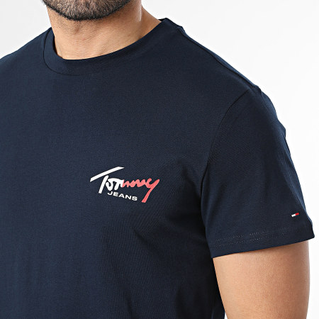 Tommy Jeans - Tee Shirt Slim Sign Chest 2538 Bleu Marine