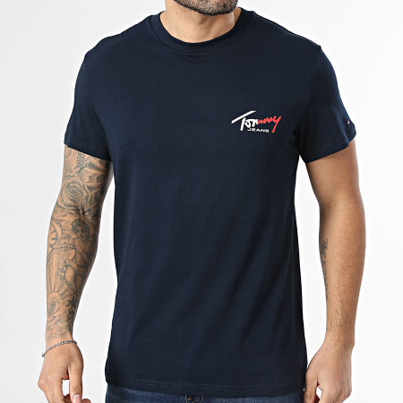 Tommy Jeans - Tee Shirt Slim Sign Chest 2538 Bleu Marine