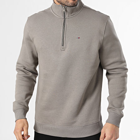 Tommy Jeans - Sweat Col Montant Zippée Regular Fit 0339 Taupe