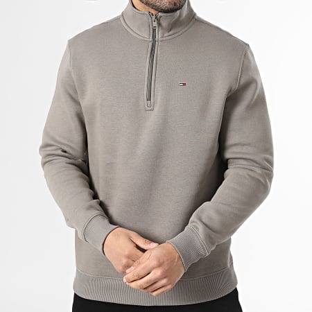 Tommy Jeans - Sweat Col Montant Zippée Regular Fit 0339 Taupe