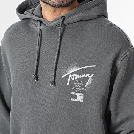 Tommy Jeans - Sweat Capuche Relaxed Fit Neon Washed Sign 2840 Gris