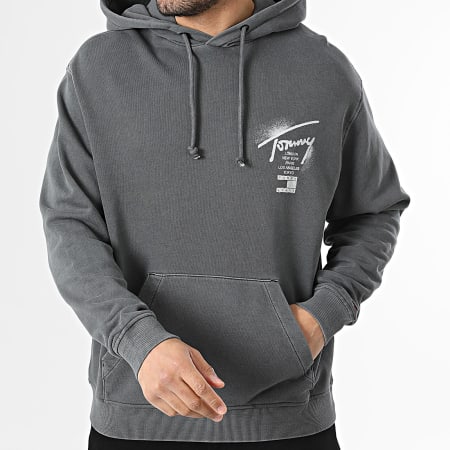 Tommy Jeans - Sweat Capuche Relaxed Fit Neon Washed Sign 2840 Gris