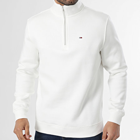 Tommy Jeans - Sweat Col Montant Zippée Regular Fit 0339 Blanc