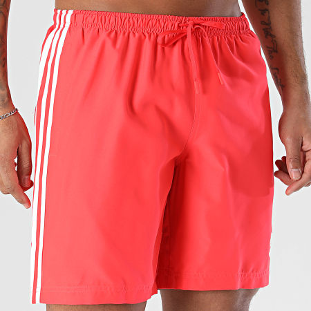 Adidas Originals - Short De Bain A Bandes Adic JX2690 Rouge Blanc