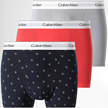 Calvin Klein - Lot De 3 Boxers NB4286 Gris Noir Rouge Blanc