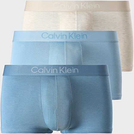 Calvin Klein - Lot De 3 Boxers NB4192 Bleu Beige Chiné Bleu Clair