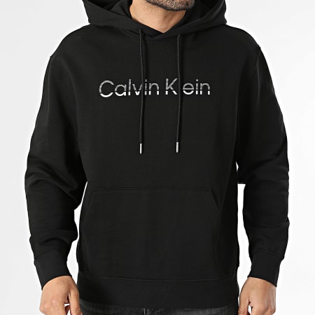Calvin Klein - Sweat Capuche 350 Terry LF242 Noir Argenté