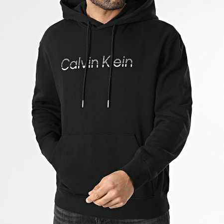Calvin Klein - Sweat Capuche 350 Terry LF242 Noir Argenté