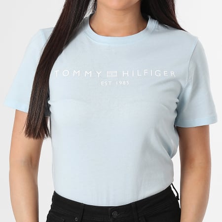 Tommy Hilfiger - Tee Shirt Femme Corp Logo 0276 Bleu Clair