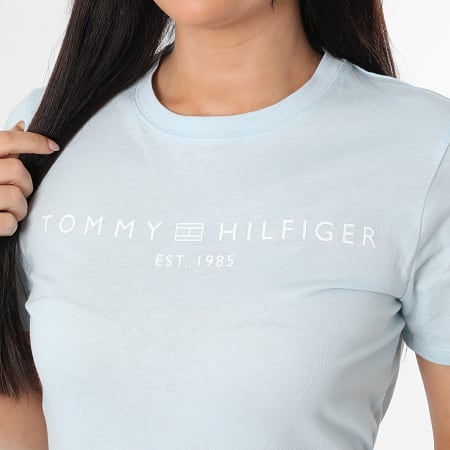 Tommy Hilfiger - Tee Shirt Femme Corp Logo 0276 Bleu Clair