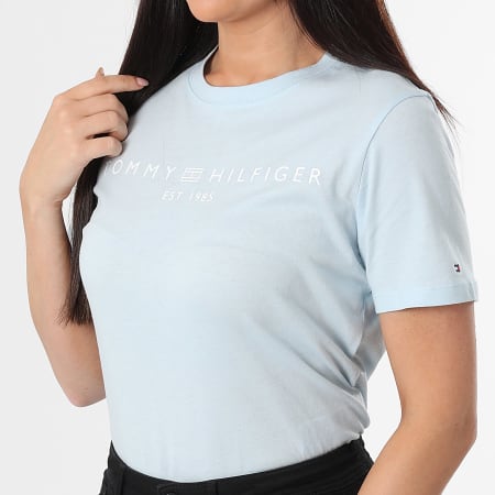 Tommy Hilfiger - Tee Shirt Femme Corp Logo 0276 Bleu Clair