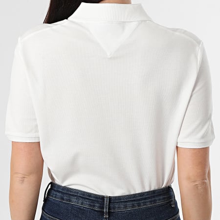 Tommy Hilfiger - Polo Manches Courtes Col V Femme Lyocell Pique 8720 Beige Clair