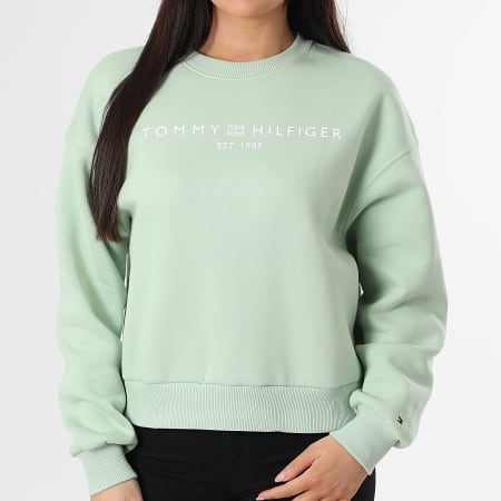 Tommy Hilfiger - Sweat Crewneck Femme Corp Logo 7831 Vert Clair