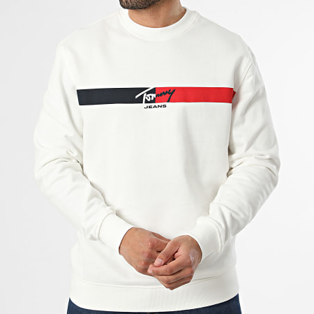 Tommy Jeans - Sweat Crewneck Regular Fit Sign Stripe 3019 Beige Clair