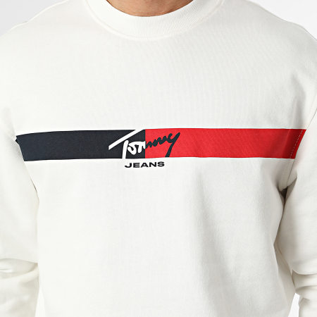 Tommy Jeans - Sweat Crewneck Regular Fit Sign Stripe 3019 Beige Clair