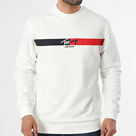Tommy Jeans - Sweat Crewneck Regular Fit Sign Stripe 3019 Beige Clair