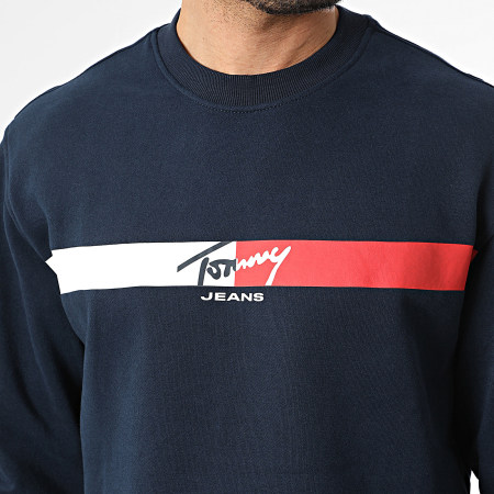 Tommy Jeans - Sweat Crewneck Regular Fit Sign Stripe 3019 Bleu Marine