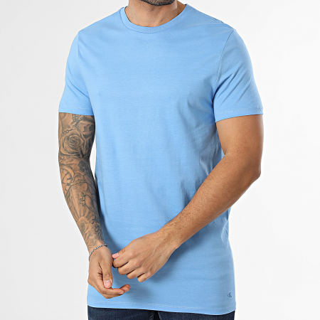 Calvin Klein - Lot De 3 Tee Shirts 4051 Bleu Clair Bleu Roi Bleu Marine