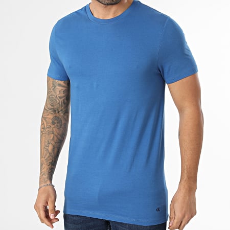 Calvin Klein - Lot De 3 Tee Shirts 4051 Bleu Clair Bleu Roi Bleu Marine