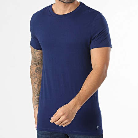 Calvin Klein - Lot De 3 Tee Shirts 4051 Bleu Clair Bleu Roi Bleu Marine