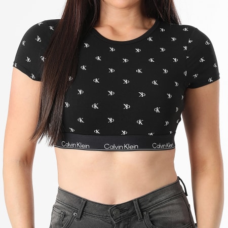 Calvin Klein - Tee Shirt Crop Femme 8495 Noir