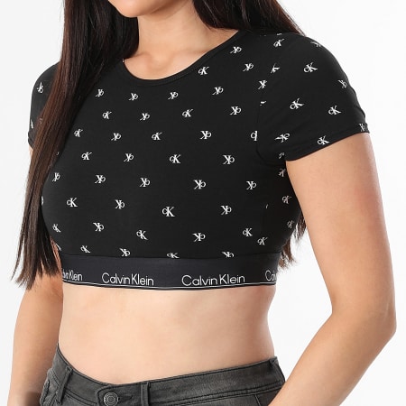 Calvin Klein - Tee Shirt Crop Femme 8495 Noir